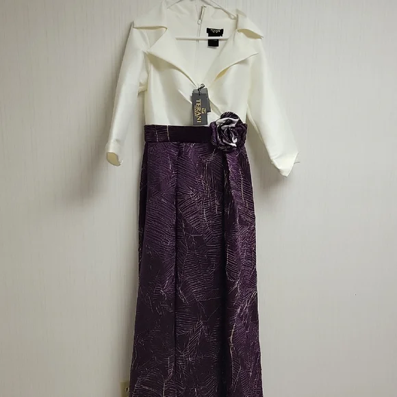 Terani Couture Elegant Purple & White Mother Of The Bride Gown Sz 2. New - Picture 4 of 8